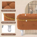 Banc de rangement Okak moderne en velours côtelé capitonné avec compartiment caché, tabouret ottoman rembourré pour chambre à coucher, entrée