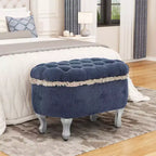 Banc de rangement Okak moderne en velours côtelé capitonné avec compartiment caché, tabouret ottoman rembourré pour chambre à coucher, entrée