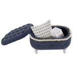 Banc de rangement Okak moderne en velours côtelé capitonné avec compartiment caché, tabouret ottoman rembourré pour chambre à coucher, entrée