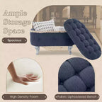 Banc de rangement Okak moderne en velours côtelé capitonné avec compartiment caché, tabouret ottoman rembourré pour chambre à coucher, entrée