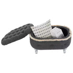 Banc de rangement Okak moderne en velours côtelé capitonné avec compartiment caché, tabouret ottoman rembourré pour chambre à coucher, entrée