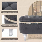 Banc de rangement Okak moderne en velours côtelé capitonné avec compartiment caché, tabouret ottoman rembourré pour chambre à coucher, entrée