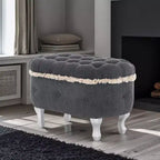 Banc de rangement Okak moderne en velours côtelé capitonné avec compartiment caché, tabouret ottoman rembourré pour chambre à coucher, entrée