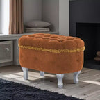 Banc de rangement Okak moderne en velours côtelé capitonné avec compartiment caché, tabouret ottoman rembourré pour chambre à coucher, entrée