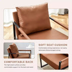Fauteuil de salon classique TUYOHW en cuir PU, fauteuil capitonné avec cadre en métal noir, fauteuil d'appoint ergonomique moderne pour salon, bureau