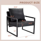 Fauteuil de salon classique TUYOHW en cuir PU, fauteuil capitonné avec cadre en métal noir, fauteuil d'appoint ergonomique moderne pour salon, bureau
