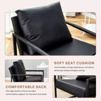 Fauteuil de salon classique TUYOHW en cuir PU, fauteuil capitonné avec cadre en métal noir, fauteuil d'appoint ergonomique moderne pour salon, bureau