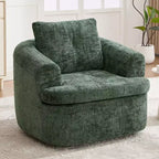 Fauteuil de salon TUYOHW, fauteuil pivotant en forme de baril avec coussin à double couche, capacité de 113 kg, fauteuil d'appoint rond en chenille de 93 cm pour salon, bureau