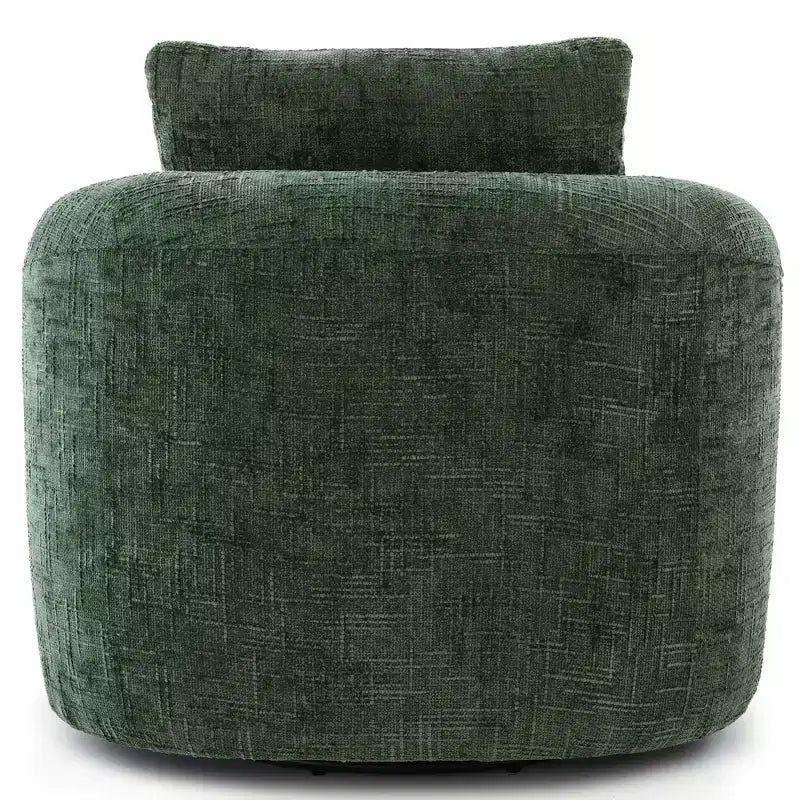 Fauteuil de salon TUYOHW, fauteuil pivotant en forme de baril avec coussin à double couche, capacité de 113 kg, fauteuil d'appoint rond en chenille de 93 cm pour salon, bureau