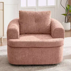 Fauteuil de salon TUYOHW, fauteuil pivotant en forme de baril avec coussin à double couche, capacité de 113 kg, fauteuil d'appoint rond en chenille de 93 cm pour salon, bureau