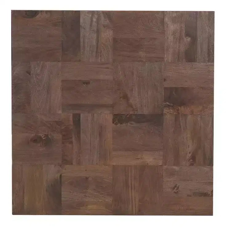 Table basse bloc carré en bois massif marron et noir 40 po