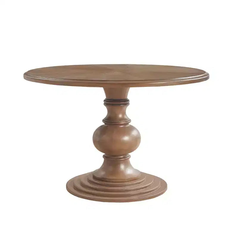 GDFStudio Barron Farmhouse Wood 46 Round Dining Table with Diamond Veneer Top