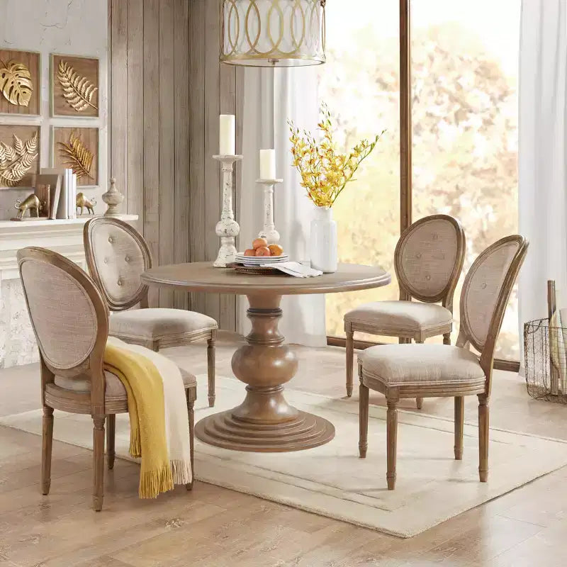 Table à manger ronde en bois GDFStudio Barron Farmhouse de 46 po avec plateau en placage de diamant
