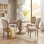 Table à manger ronde en bois GDFStudio Barron Farmhouse de 46 po avec plateau en placage de diamant