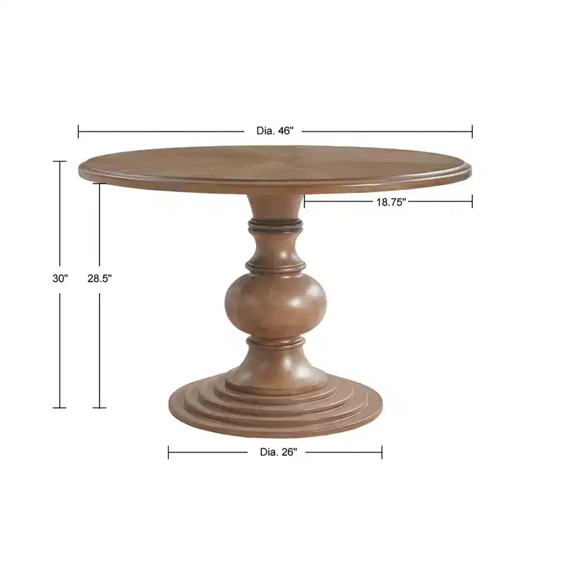 Table à manger ronde en bois GDFStudio Barron Farmhouse de 46 po avec plateau en placage de diamant