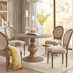 Table à manger ronde en bois GDFStudio Barron Farmhouse de 46 po avec plateau en placage de diamant