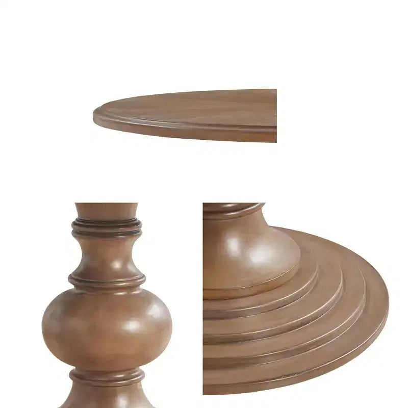 Table à manger ronde en bois GDFStudio Barron Farmhouse de 46 po avec plateau en placage de diamant