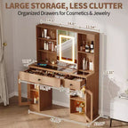 Grande coiffeuse avec miroir coulissant, table de maquillage avec tiroirs de rangement, étagères, armoires, station de beauté en MDF, montage facile
