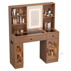 Grande coiffeuse avec miroir coulissant, table de maquillage avec tiroirs de rangement, étagères, armoires, station de beauté en MDF, montage facile