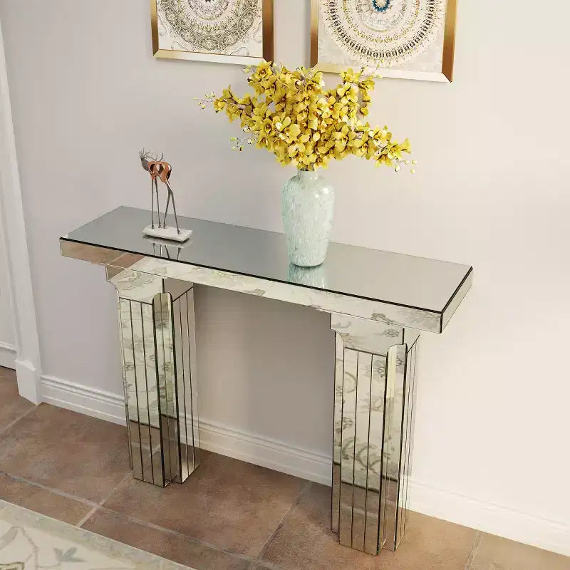 Table console miroir de 43 po, table d'entrée et table de derrière de canapé, table de canapé rectangulaire moderne pour salon ou couloir-Panipeachy