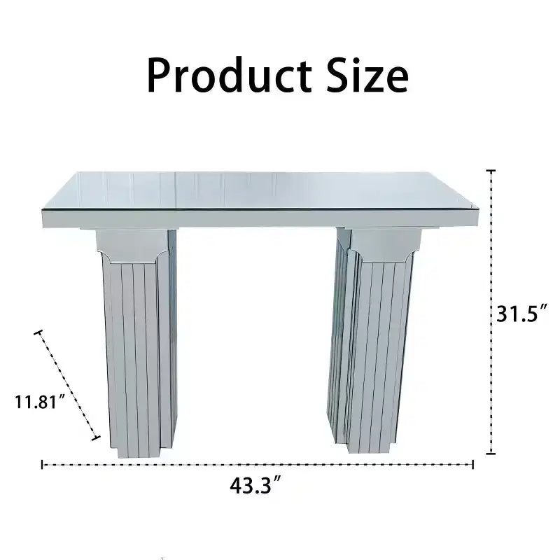 Table console miroir de 43 po, table d'entrée et table de derrière de canapé, table de canapé rectangulaire moderne pour salon ou couloir-Panipeachy