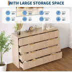 Commode cannelée à 9 tiroirs avec poignées métalliques, organisateur de rangement moderne pour chambre à coucher, salon, entrée, meuble TV multifonctionnel, blanc