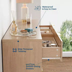Commode cannelée à 9 tiroirs avec poignées métalliques, organisateur de rangement moderne pour chambre à coucher, salon, entrée, meuble TV multifonctionnel, blanc