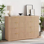 9-Drawer Fluted Dresser with Metal Handles, Modern Storage Organizer for Bedroom Living Room Entryway,Finish Multi-Functional TV Stand,White