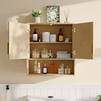 Meuble de rangement mural de salle de bain, organiseur 2 niveaux au-dessus des toilettes, armoire en bois étanche pour salle de bain, cuisine, salon