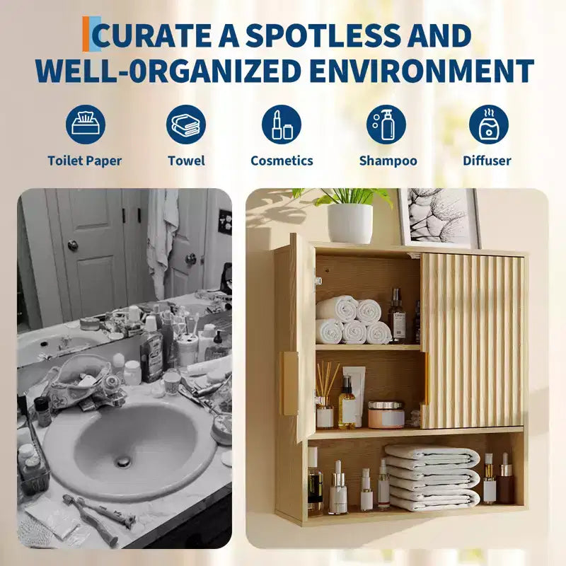 Meuble de rangement mural de salle de bain, organiseur 2 niveaux au-dessus des toilettes, armoire en bois étanche pour salle de bain, cuisine, salon