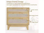 Commode en rotin à 3 tiroirs pour chambre à coucher, lot de 2 commodes modernes en bois avec poignées pour chambre à coucher, design anti-basculement, couloir et salon