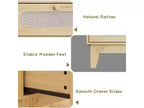 Commode en rotin à 3 tiroirs pour chambre à coucher, lot de 2 commodes modernes en bois avec poignées pour chambre à coucher, design anti-basculement, couloir et salon