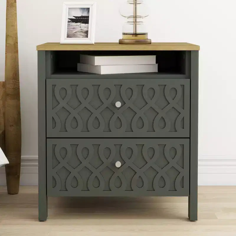 Tables de chevet Galano Modern à 2 tiroirs avec rangement ouvert - Lot de 2 - 53,1 cm (L) x 39,9 cm (P) x 57,7 cm (H)