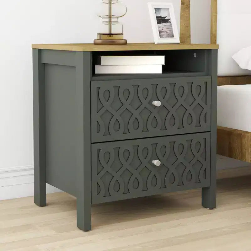 Tables de chevet Galano Modern à 2 tiroirs avec rangement ouvert - Lot de 2 - 53,1 cm (L) x 39,9 cm (P) x 57,7 cm (H)