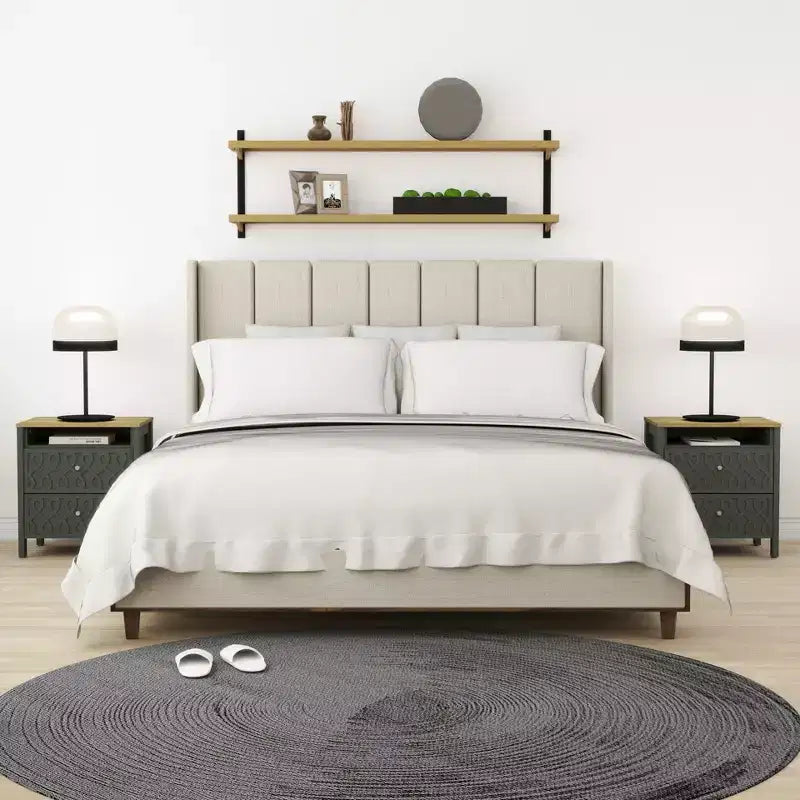 Tables de chevet Galano Modern à 2 tiroirs avec rangement ouvert - Lot de 2 - 53,1 cm (L) x 39,9 cm (P) x 57,7 cm (H)