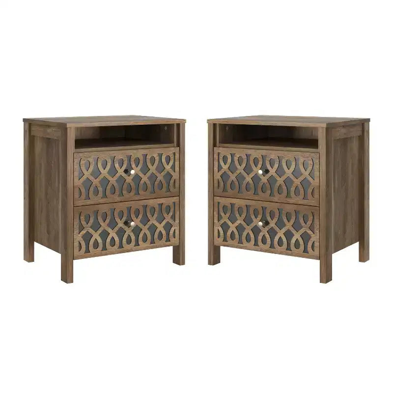 Tables de chevet Galano Modern à 2 tiroirs avec rangement ouvert - Lot de 2 - 53,1 cm (L) x 39,9 cm (P) x 57,7 cm (H)