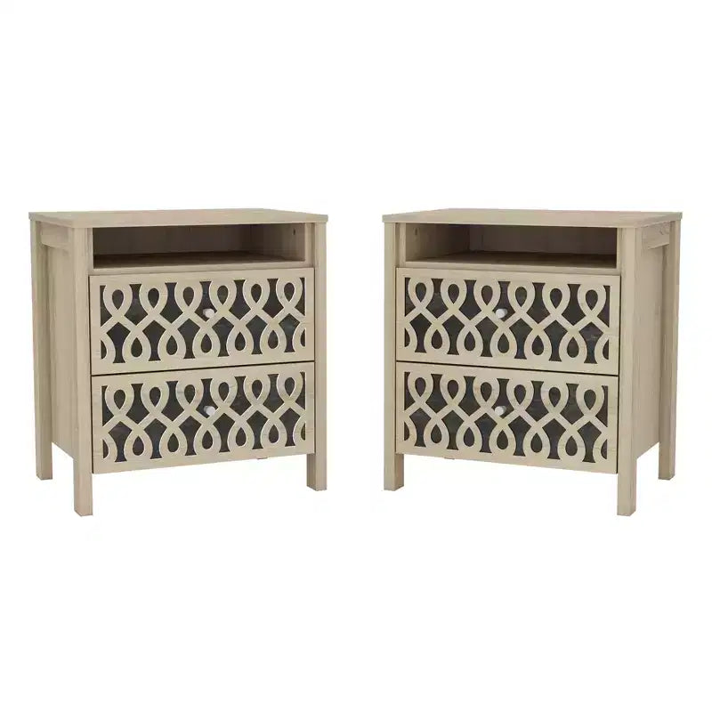 Tables de chevet Galano Modern à 2 tiroirs avec rangement ouvert - Lot de 2 - 53,1 cm (L) x 39,9 cm (P) x 57,7 cm (H)