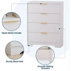 Commode 4 tiroirs White Wave 55, armoire de rangement haute avec finition ton bois, organiseur multifonctionnel pour chambre d'enfant, couloir, salon