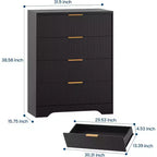Commode 4 tiroirs White Wave 55, armoire de rangement haute avec finition ton bois, organiseur multifonctionnel pour chambre d'enfant, couloir, salon