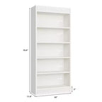 Bibliothèque de ferme 71 avec double design cannelé, étagère haute à 5 niveaux avec base en bois, étagère en bois