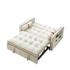 Canapé convertible de 55,5 pouces, causeuse en velours, futon causeuse moderne avec poches latérales et lit gigogne