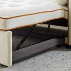 Canapé convertible de 55,5 pouces, causeuse en velours, futon causeuse moderne avec poches latérales et lit gigogne
