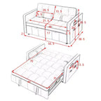Canapé convertible de 55,5 pouces, causeuse en velours, futon causeuse moderne avec poches latérales et lit gigogne