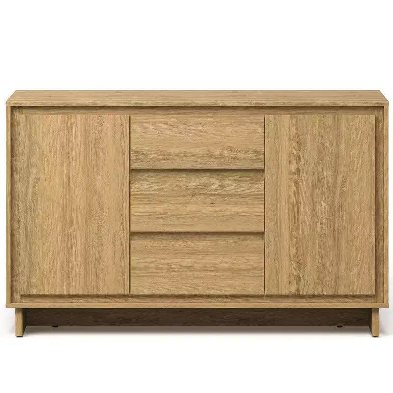 Heynemo Armoire de rangement moderne avec 2 portes, 3 tiroirs et bords encadrés