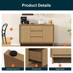 Heynemo Armoire de rangement moderne avec 2 portes, 3 tiroirs et bords encadrés