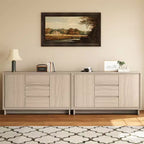 Heynemo Armoire de rangement moderne avec 2 portes, 3 tiroirs et bords encadrés