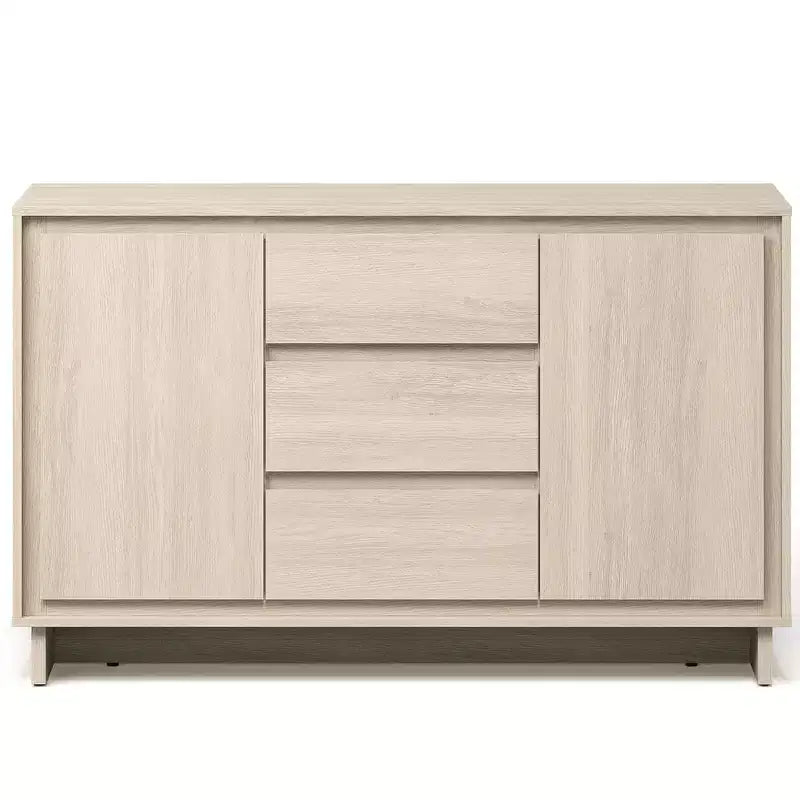 Heynemo Armoire de rangement moderne avec 2 portes, 3 tiroirs et bords encadrés