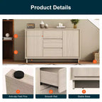 Heynemo Armoire de rangement moderne avec 2 portes, 3 tiroirs et bords encadrés