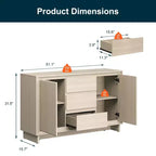 Heynemo Armoire de rangement moderne avec 2 portes, 3 tiroirs et bords encadrés