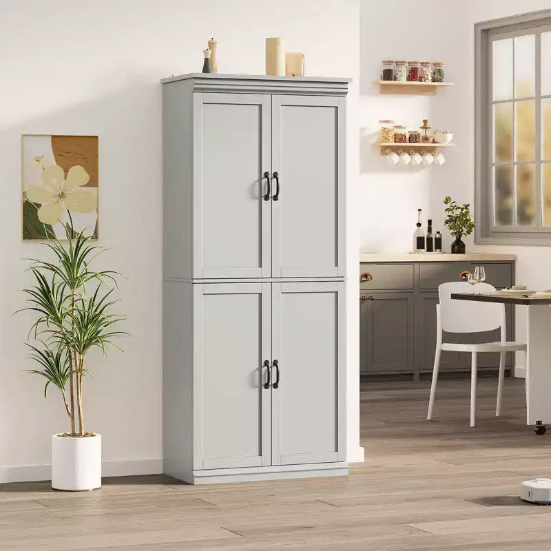 Meuble de rangement haut, armoire de garde-manger autoportante avec étagères réglables et portes, placard de cuisine de 178 cm